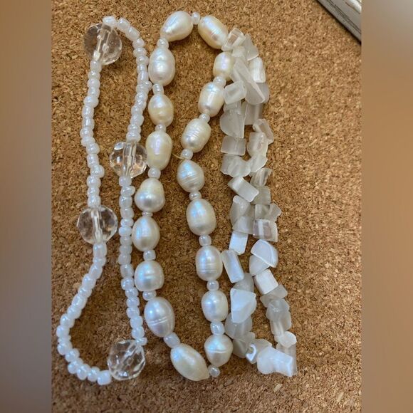 3 Bracelet Lot Pearl Natural Stone And Beads - Picture 3 of 4